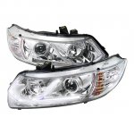 2008 Honda Civic Coupe Chrome Projector Headlights LED Strip