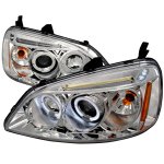 2001 Honda Civic Clear Halo Projector Headlights with LED