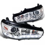 2010 Mitsubishi Lancer Chrome Projector Headlights LED DRL