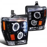 2009 Ford F450 Super Duty Smoked Halo Projector Headlights with LED