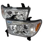 2010 Toyota Sequoia Clear Dual Halo Projector Headlights with LED