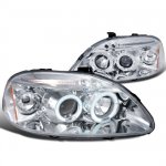 1998 Honda Civic Clear Dual Halo Projector Headlights with LED