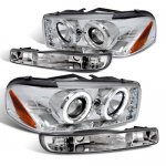 2001 GMC Sierra Clear Halo Projector Headlights and Bumper Lights Set