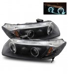 2011 Honda Civic Coupe Projector Headlights Black Halo LED