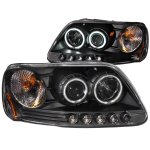 2001 Ford Expedition Black Projector Headlights with CCFL Halo and LED