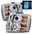 2007 Chevy Silverado 3500HD Clear Projector Headlights with CCFL Halo and LED