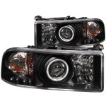 1998 Dodge Ram 3500 Black Projector Headlights with CCFL Halo and LED