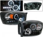 2008 Dodge Ram 2500 Projector Headlights Black CCFL Halo LED