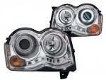 2008 Jeep Grand Cherokee HID Projector Headlights Chrome CCFL Halo LED