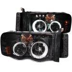 2003 Dodge Ram 3500 Black Projector Headlights with Halo and LED