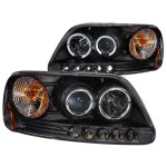 2000 Ford Expedition Black Projector Headlights with Halo and LED