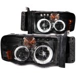 2002 Dodge Ram Projector Headlights Black CCFL Halo LED