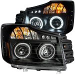 2011 Nissan Titan Projector Headlights Black CCFL Halo LED