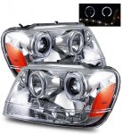 2001 Jeep Grand Cherokee Projector Headlights Chrome LED DRL Halo