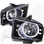 2006 Ford Mustang Black LED Halo Euro Headlights