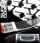 Cadillac Escalade 2002 Chrome Mesh Grille and Euro Headlights Set