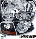 Ford F150 1997-2003 Depo Black Euro Headlights