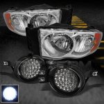 2002 Dodge Ram Clear Euro Headlights and LED Fog Lights