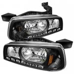 Dodge Charger 2006-2010 Black Euro Headlights with LED