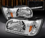 2003 Toyota Tacoma Clear Euro Headlights with Black Trim Corner Lights