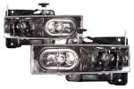 1989 Chevy 1500 Pickup Black Crystal Euro Headlights with Halo