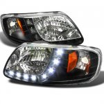 2001 Ford Expedition Crystal Headlights Black LED DRL