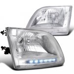 1998 Ford Expedition Chrome Crystal Headlights LED DRL