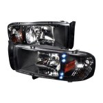 2000 Dodge Ram Black Crystal Headlights with LED