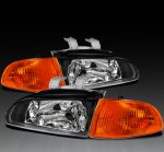 1994 Honda Civic JDM Black Euro Headlights and Corner Lights Set