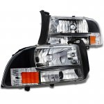 Dodge Dakota 1997-2004 Black Headlights One Piece