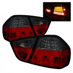 2008 BMW 3 Series E90 Sedan Red and Smoked LED Tail Lights