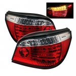 2005 BMW 5 Series E60 Red and Clear LED Tail Lights