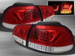2010 VW Golf Red and Clear LED Tail Lights