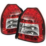 1997 Honda Civic Hatchback Red and Clear LED Tail Lights