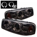 1999 GMC Sierra Smoked Dual Halo Projector Headlights with LED