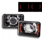 1986 Dodge Ram 50 Red LED Black Chrome Sealed Beam Projector Headlight Conversion