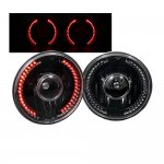 1977 Chevy Nova Red LED Black Sealed Beam Projector Headlight Conversion