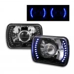 1983 Chevy Cavalier Blue LED Black Chrome Sealed Beam Projector Headlight Conversion