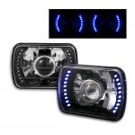 1998 Chevy Tahoe Blue LED Black Chrome Sealed Beam Projector Headlight Conversion