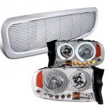 2003 Dodge Durango Chrome Front Grill and Halo Headlights Set