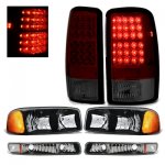 2001 GMC Yukon XL Black Headlights Set and LED Tail Lights Red Smoked