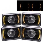 1977 Chevy Caprice Amber LED Black Sealed Beam Projector Headlight Conversion Low and High Beams