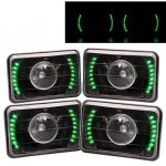 1984 Chevy Caprice Green LED Black Sealed Beam Projector Headlight Conversion Low and High Beams