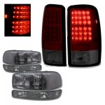 2006 GMC Yukon XL Smoked Clear Headlights and LED Tail Lights Red Smoked