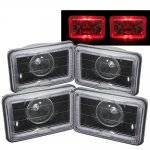 1986 Chevy El Camino Red Halo Black Sealed Beam Projector Headlight Conversion Low and High Beams