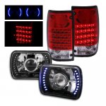1990 Toyota Pickup Black Projector Headlights Blue LED and LED Tail Lights
