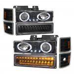 Chevy Silverado 1994-1998 Black Halo Projector Headlights and LED Bumper Lights