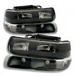 1999 Chevy Silverado Black Smoked Headlights and Bumper Lights