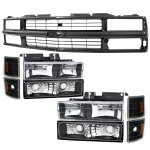 1994 Chevy Blazer Full Size Black Grille and Euro Headlights Set