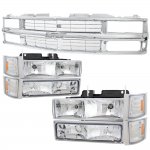 Chevy 1500 Pickup 1994-1998 Chrome Grille and Euro Headlights Set